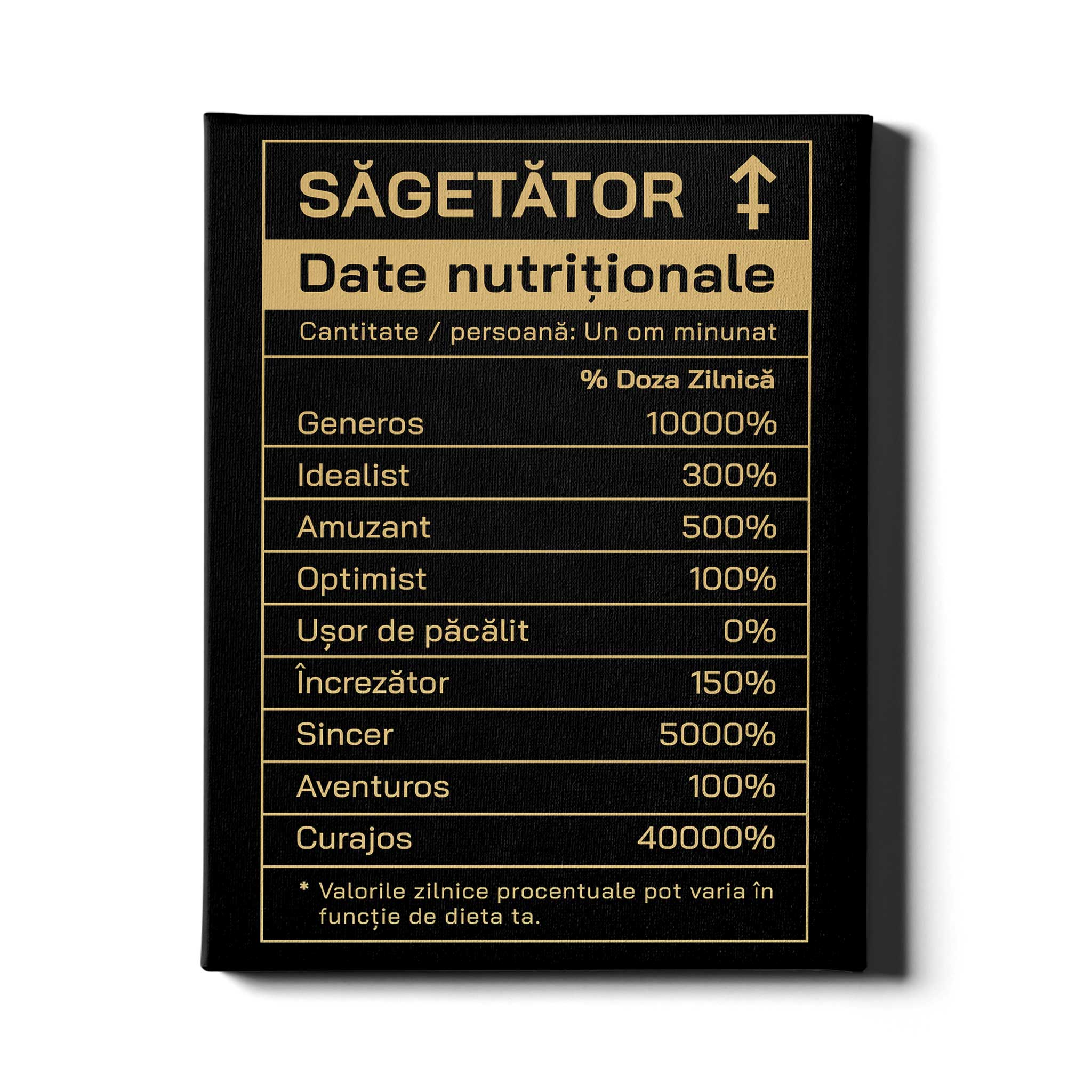 Zodia Sagetator - Date nutritionale