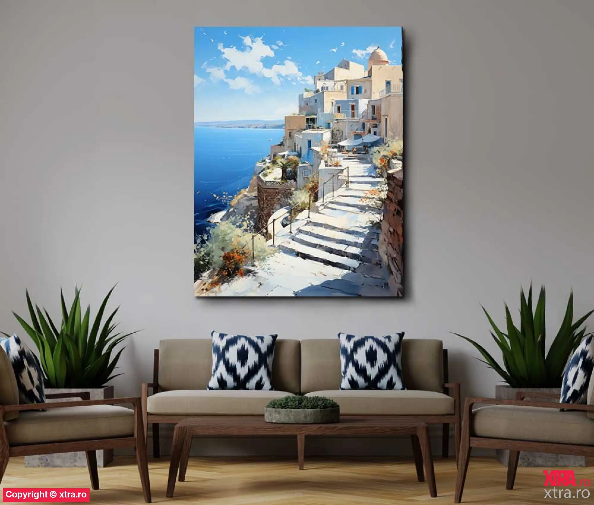 Santorini White Stairs - Artx Canvas