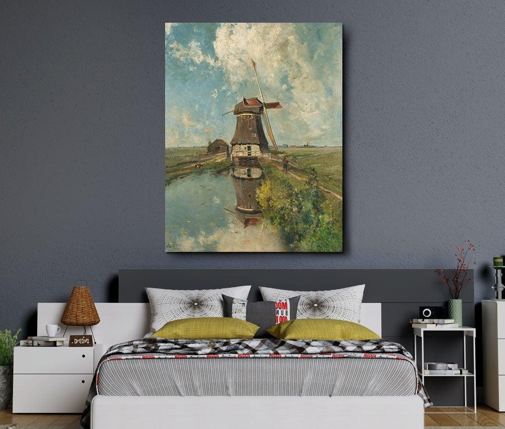 Paul Joseph Constantin Gabriel - A Windmill on a polder Canal - www.xtraromania.com