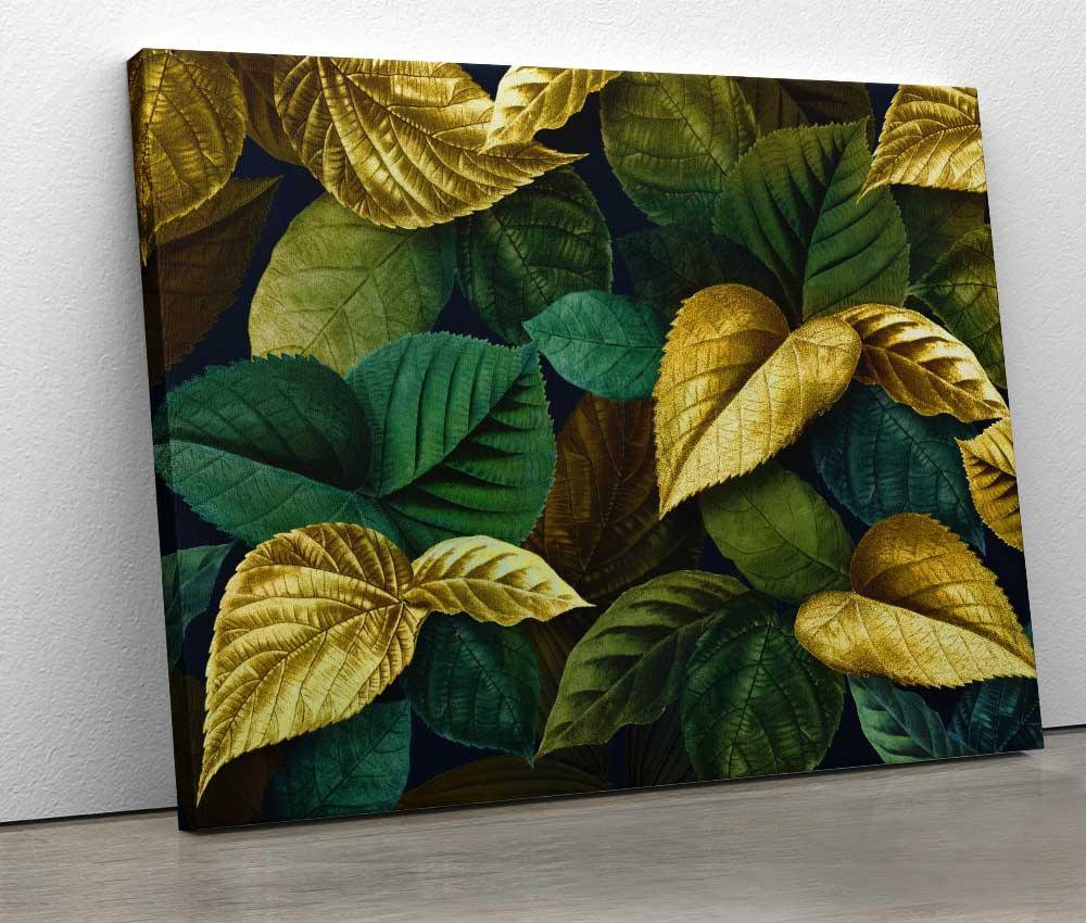 Tablou "Gold Green Leaves" - www.xtraromania.com