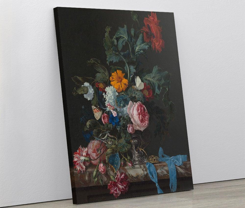 Willem van Aelst - Flower Still Life with a Timepiece - www.xtraromania.com