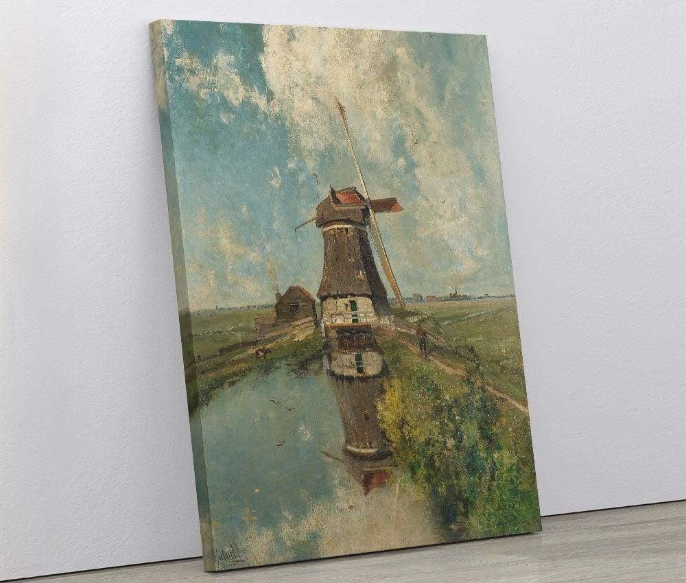 Paul Joseph Constantin Gabriel - A Windmill on a polder Canal - www.xtraromania.com