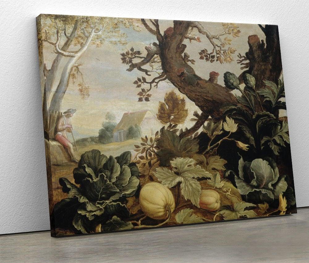 Abraham Bloemaert - Landscape with vegetables and fruits in the foreground - www.xtraromania.com