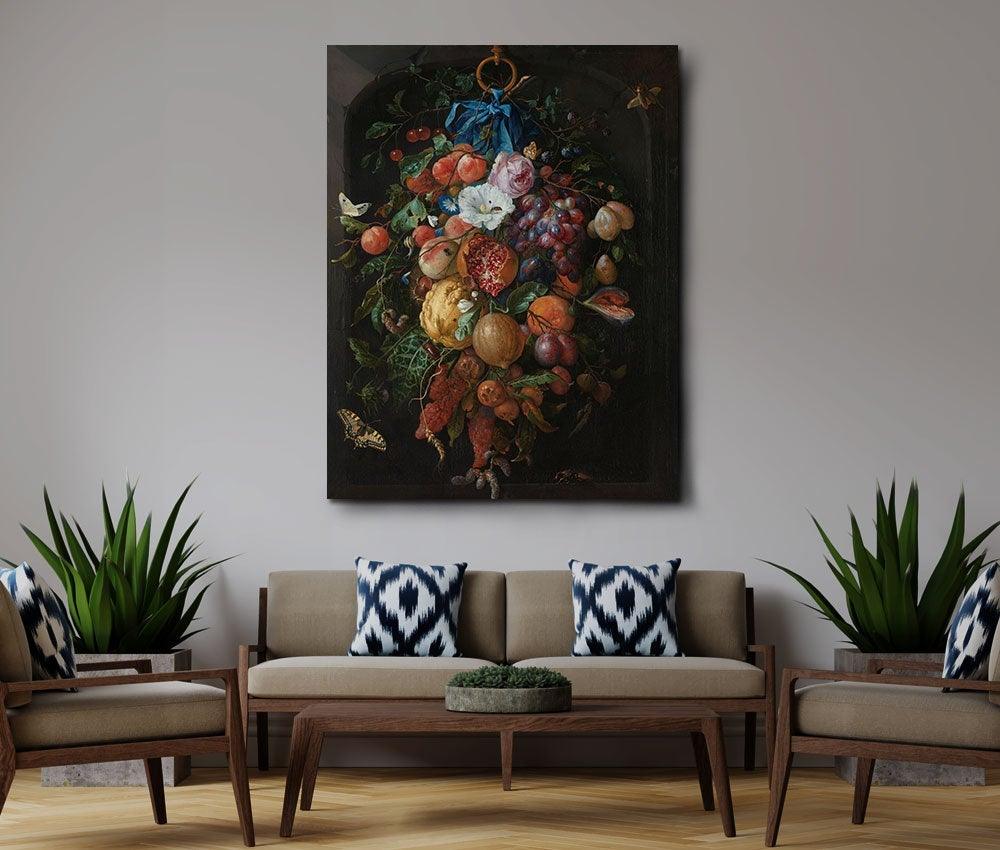 Jan Davidsz de Heem - Festoon of Fruits and Flowers - www.xtraromania.com