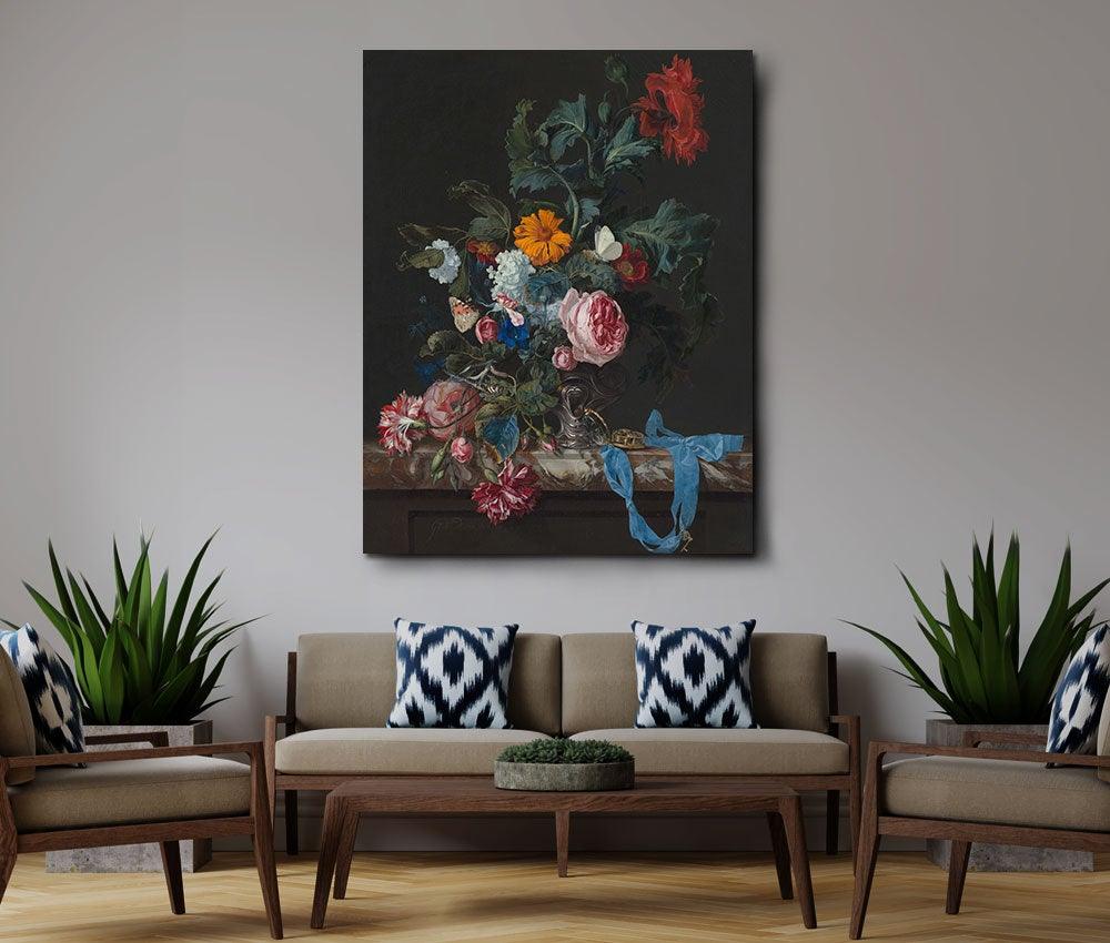 Willem van Aelst - Flower Still Life with a Timepiece - www.xtraromania.com