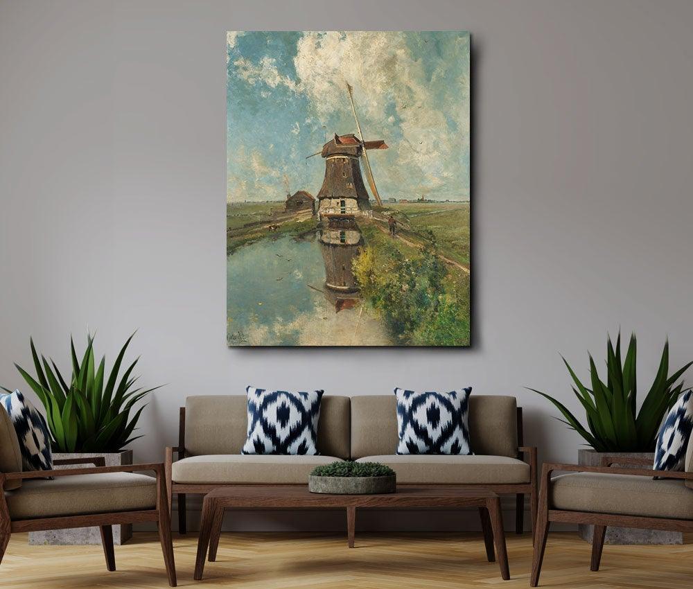 Paul Joseph Constantin Gabriel - A Windmill on a polder Canal - www.xtraromania.com