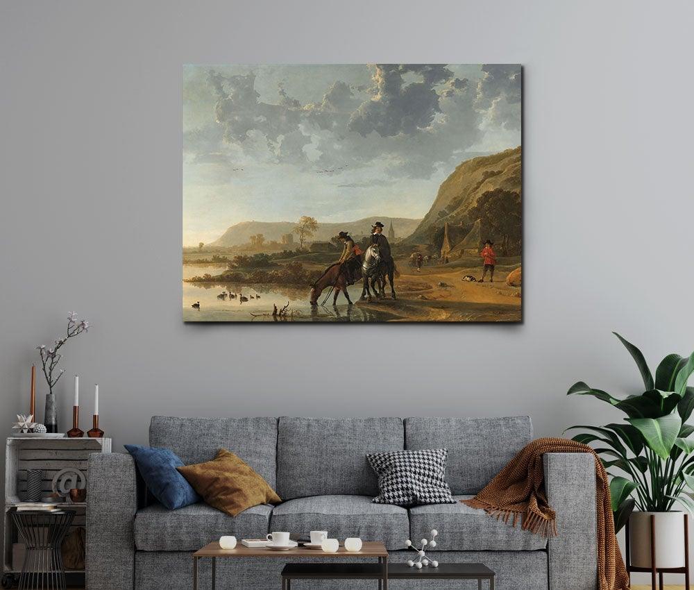 Aelbert Cuyp - River Landscape with Horsemen - www.xtraromania.com